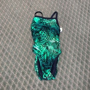 Green one piece bathing suit